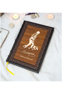 Mustafa Kemal Atatürk Desenli Termo Deri + Ahşap Anı Defteri - Çizgili Defter - Hediyelik (17x24 cm- 320 Sayfa)