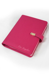 Kişiye Özel Organizer Defter - Termo Deri (336 Sayfa) 15x21 cm - İsme Özel Defter - Çizgili - Pembe