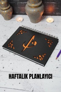 Elif Vav Siyah Ahşap Plan Defteri - Süresiz Ajanda - Haftalık Planlayıcı - A5