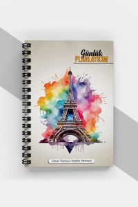 Eyfel Kulesi (PARİS) Tasarım Günlük Planlayıcı - 90 Sayfa - Tarihsiz Ajanda (A5) Süresiz Planlayıcı