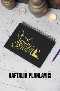 İstanbul Tasarım Siyah Ahşap Plan Defteri - Tarihsiz Ajanda - Haftalık Planlayıcı - A5