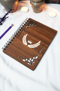 Kanat Ahşap Kapaklı Defter - Çizgisiz Defter - 60 Yaprak (120 SAYFA) - A5 15x21 Cm