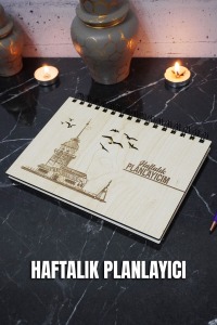 Kız Kulesi Ahşap Plan Defteri - Tarihsiz Ajanda - Haftalık Planlayıcı (SÜRESİZ PLANLAYICI) A5