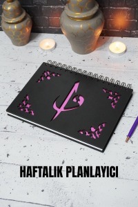Elif Vav Siyah Ahşap Plan Defteri - Tarihsiz Ajanda - Haftalık Planlayıcı - A5