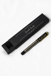 Kişiye Özel İsimli Besmele Desen Gold Metal Roller Kalem - İsme Özel Hediyelik Kalem - Karton Kutulu