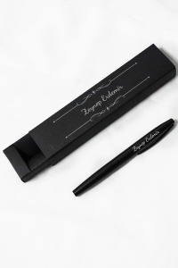 Kişiye Özel İsimli Karton Kutulu Siyah Metal Hediyelik Tükenmez Kalem - İsme Özel Kalem