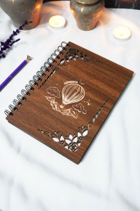 Kapadokya Ahşap Kapaklı Defter - Çizgisiz Defter - 60 yaprak (120 sayfa) - A5 15x21 cm