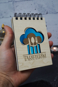 Mutfak Temalı Ahşap Kapaklı Not Defteri - Mini Defter - Cep Defteri - Benim Listem