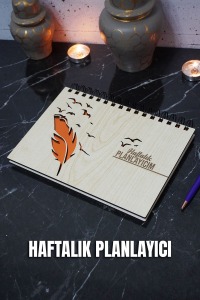 Kuşlu Tüy Figürlü Ahşap Plan Defteri - Tarihsiz Ajanda - Haftalık Planlayıcı (PLANLAYICI) A5