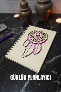 A5 Rüya Kapanı Ahşap Kapak Günlük Planlayıcı Defter - Süresiz Ajanda - Tarihsiz Planlama Defteri