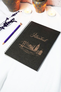A5 Istanbul Temalı Siyah Kraft Kapaklı Çizgisiz Defter (120 SAYFA) 15x21 Cm - Okul Defteri