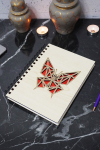 Kelebek Figürlü Ahşap Kapaklı Defter - Çizgisiz Defter - Günlük - Ajanda- A5 Anı Defteri