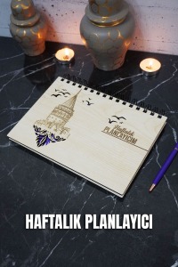 Galata Kulesi Ahşap Plan Defteri - Süresiz Planlama Defteri - Ajanda - Haftalık Planlayıcı - A5