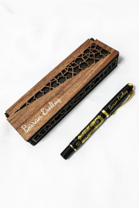 Kişiye Özel İsimli Osmanlı Tuğrası Metal Roller Kalem - Ahşap Kutulu - İsme Özel Hediyelik Kalem