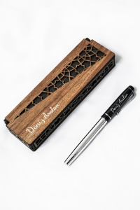 Kişiye Özel İsimli Metal Parlak Gümüş Roller Kalem - İmza Kalemi - Hediyelik Kalem - Ahşap Kutulu