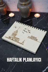 Kız Kulesi Ahşap Plan Defteri - Tarihsiz Ajanda - Haftalık Planlayıcı (SÜRESİZ PLANLAYICI) A5