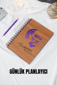 Günlük Planlama Defteri-mustafa Kemal Atatürk Ahşap Kapak Plan Defteri - Süresiz Ajanda (CEVİZ) A5