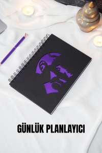 Mustafa Kemal Atatürk Siyah Ahşap Kapak Günlük Planlayıcı - Süresiz Ajanda - A5