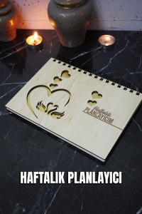 Kuğu Aşk Ahşap Plan Defteri - Tarihsiz Ajanda - Haftalık Planlayıcı (SÜRESİZ PLANLAYICI) A5