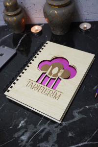 Mutfak Temalı Ahşap Kapaklı Defter - Çizgisiz Defter - Çizgisiz Tarif Defteri - A5 Anı Defteri