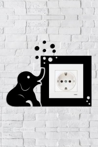 Sevimli Fil Tasarım Priz Çerçevesi (İÇ ÖLÇÜ 8,4X8,4 CM) Dekoratif Priz - Anahtar Çerçeves