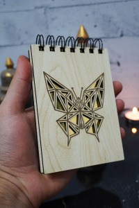 Kelebek Temalı Ahşap Kapaklı Not Defteri - Mini Defter - Cep Defteri - Benim Listem