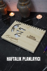 Mustafa Kemal Atatürk Ahşap Plan Defteri - Tarihsiz Ajanda - Haftalık Planlayıcı - A5