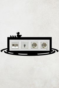 Ördek ve Gölet Tasarım 4lü Priz Çerçevesi (İç Ölçü 29,7x8,4 cm) Dörtlü Çerçeve