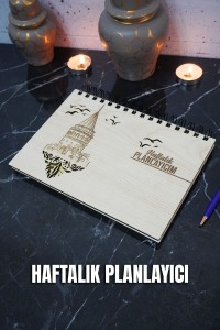 Galata Kulesi Ahşap Plan Defteri - Tarihsiz Planlama Defteri - Ajanda - Haftalık Planlayıcı - A5