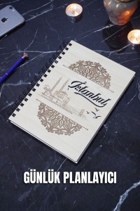 İstanbul Tasarım Ahşap Kapak Günlük Planlayıcı - Süresiz Planlama Defteri - Tarihsiz Ajanda - A5