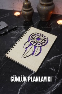 A5 Rüya Kapanı Ahşap Kapak Günlük Planlayıcı Defter - Süresiz Ajanda - Tarihsiz Planlayıcı