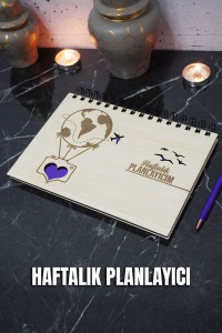 Uçan Balon Ahşap Plan Defteri - Haftalık Planlayıcı - Tarihsiz Ajanda (SÜRESİZ PLANLAYICI) A5