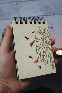 Aslan Figürlü Ahşap Kapaklı Not Defteri - Mini Defter - Cep Defteri - Benim Listem