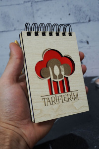 Mutfak Temalı Ahşap Kapaklı Not Defteri - Mini Defter - Cep Defteri - Benim Listem