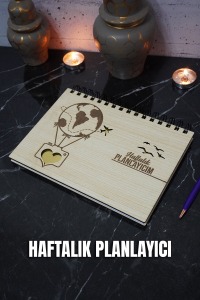Uçan Balon Ahşap Plan Defteri - Haftalık Planlayıcı - Süresiz Ajanda (TARİHSİZ PLANLAYICI) A5