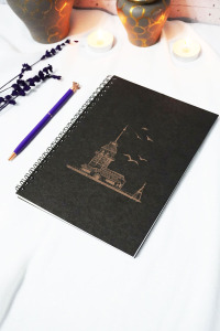 A5 Kız Kulesi Siyah Kraft Kapaklı Çizgisiz Defter - 60 Yaprak (120 SAYFA) 15x21 Cm - Okul Defteri