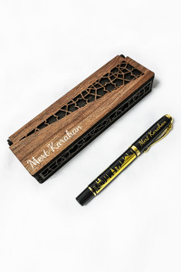 Kişiye Özel İsimli Kabartma Figürlü İstanbul Roller Kalem - Ahşap Kutulu - İsme Özel Hediyelik Kalem